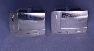 VINTAGE STERLINGSILBER RECHTECKIGE MANSCHETTENKNÖPFE MIT GRAVUR DESIGN - Bild 1 von 1