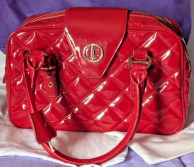 Jack French Burlington Red Patent Quilted Leather Satchel NWT! - Image 1 of 4