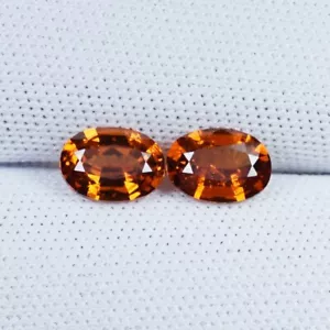 2,22 ct ARANCIO BRILLANTE ROSSO / GRANATO SPESSARTITE NATURALE - coppia ovale 7x5 mm!! - Foto 1 di 3
