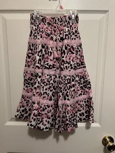 JUSTICE GIRLS PINK LEOPARD PRINT TIERED LONGER LENGTH SKIRT SIZE 5 NEW - Picture 1 of 17
