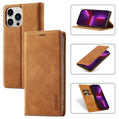 Funda Magnética Abatible para iPhone 15 12 13 Pro Max 7 8 Microfibra Billetera Soporte Cubierta Foto 1 de 4