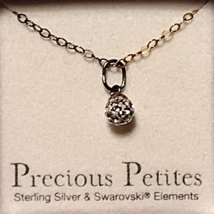 Precious Petites Girls Sterling Silver Crystal Ball 13" Chain - Picture 1 of 3