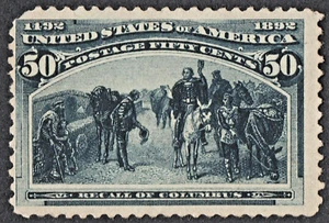 US Sc# 240 *MINT NO GUM LH* { 50c RECALL OF COLUMBUS } GREAT COLUMBIAN FROM 1893 - Picture 1 of 4