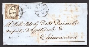 ITALY 1864 10 CENTS KING VICTOR EMMANUEL OLIVE BLISTER COLOR SCOTT # 17C TIED - Picture 1 of 2