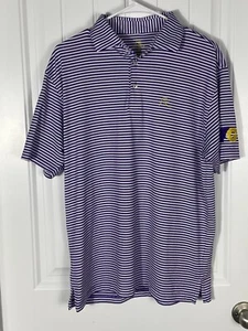 Rhoback Poloshirt lila/weiß gestreift Herren Gr. M Golf Kurzarm Corp Logo - Bild 1 von 9