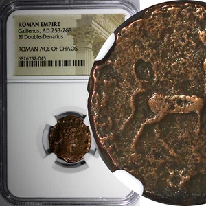 ROMANO.Gallieno AD 253-268 BI Doppio Denario / Rev. Centauro NGC (45) - Foto 1 di 5
