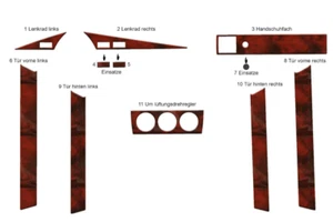 Salpicadero revestimiento molduras efecto madera para Mercedes 190 1982-1993 - Imagen 1 de 10