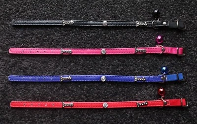 Collar de seguridad elástico elástico con campana pez diamante mascota gato gatito pequeño cachorro Foto 1 de 3