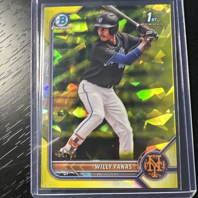 Willy Fanas 2022 Bowman Chrome Sapphire 1st /50 New York Mets - Image 1 of 2