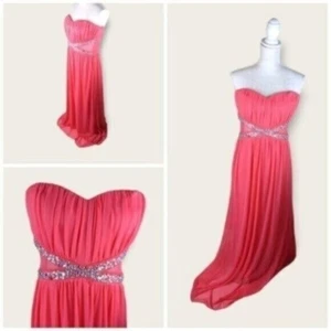 Trixxi Pink Rhinestone Strapless Dress 13 Juniors - Picture 1 of 10