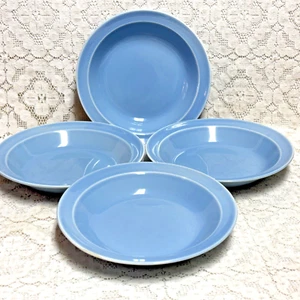 T.S.&T. Luray Pastels Blue Rim Soup Bowl 7 7/8" Taylor, Smith & Taylor USA Set 4 - Picture 1 of 8