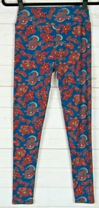 Lularoe Leggings Dark Teal with Red Birds Size One Size New - Picture 1 of 3