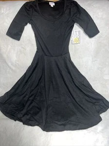 Lularoe Nicole Kleid einfarbig schwarz strukturiert 2XS 0/00 0/2 knielang 3/4 Arm 🦄 - Bild 1 von 14