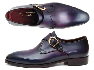 Zapatos Paul Parkman con correa de monje individuales cuero púrpura (ID#DW754T) - Imagen 1 de 6