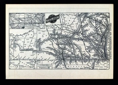 Mapa Poole Bros 1940 North Western Railroad Chicago Line Omaha Duluth Rapid City Foto 1 de 4