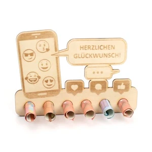 Geldgeschenk "Handy" zum Geburtstag - Geldscheinhalter aus Holz - Bild 1 von 9