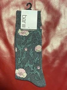 10 $ Bar III Anzugsocken | 1 Paar | grau rosa geblümt | Schuh 7-12 Socken 10-13 - Bild 1 von 8