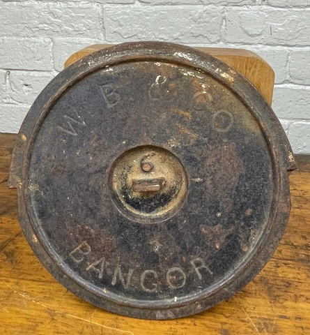 C.1910 Chimney Stove Pipe Cover WOOD, BISHOP & Co. Bangor, ME ~ No Chips/Cracks Cover