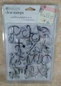 Autumn Leaves Clear Rubber Stamp Set by Rhonna Farrer Scribbles Alphabet 26 pcs - Picture 1 of 2