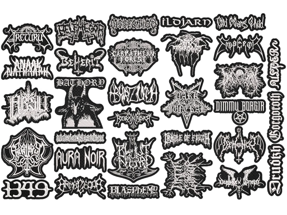 BLACK METAL full EMBROIDERY Shaped 10pcs/Lot Random Mix Sew-On Patches - Image 1 of 3