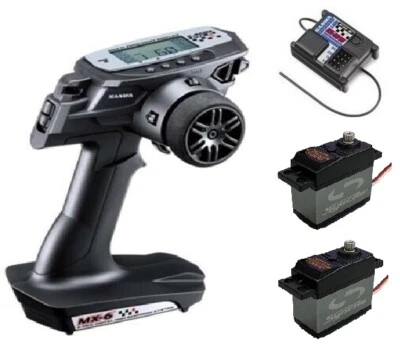 Sanwa MX-6 Radio w/RX-391W Receiver w/ Kyosho KS203 Waterproof ServoX 2 Set - Image 1 of 2