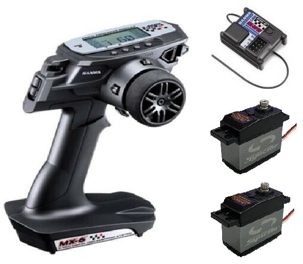 Sanwa MX-6 Radio w/RX-391W Receiver w/ Kyosho KS203 Waterproof ServoX 2 Set - Image 1 of 2