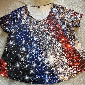 rosegal plus size tops 5xl Shirt Sleeve Crew Neck Great For The 4th - Picture 1 of 7