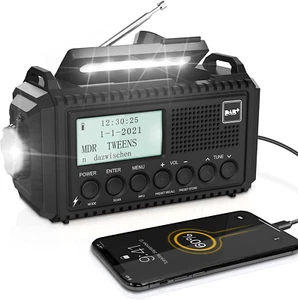 kurbelradio Digitalradio Mit 5000Mah Akku Solar USB Radio Notfallradio DAB+/UKW - Bild 1 von 11