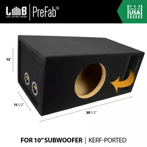 1.80 ft³ @ 38Hz Ported Subwoofer Enclosure Box w/ Kerf Port for Single 10" Sub - Picture 1 of 7
