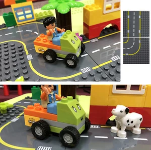CITY ROAD BASEPLATE 12x12 STUDS COMPATIBLE FOR DUPLO BRICK STRAIGHT CURVE - Picture 1 of 3