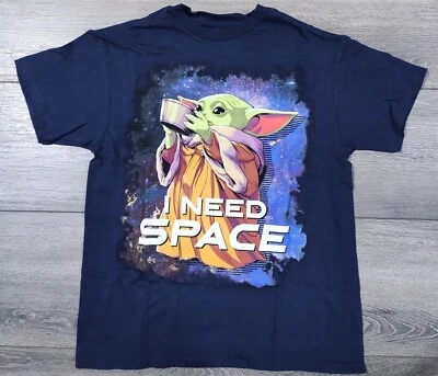 Star Wars Shirt Boys Large 10-12 Baby Yoda I NEED SPACE Fun Novelty Tee T-Shirt - Image 1 of 4
