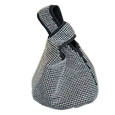 J.Crew черный Санторини вечерняя сумка в роскошный атлас с кристаллами новый с Ярлыками - Изображение 1 из 4