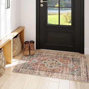 Oriental Small Area Rug, 2X4 Soft Washable Rugs for Entryway Kitchen, Non-Slip U - Picture 1 of 12