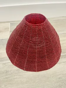 Vintage Red Lamp Shade Gothic Ruby Red Micro Mosaic Bead Pattern 16” - Picture 1 of 14