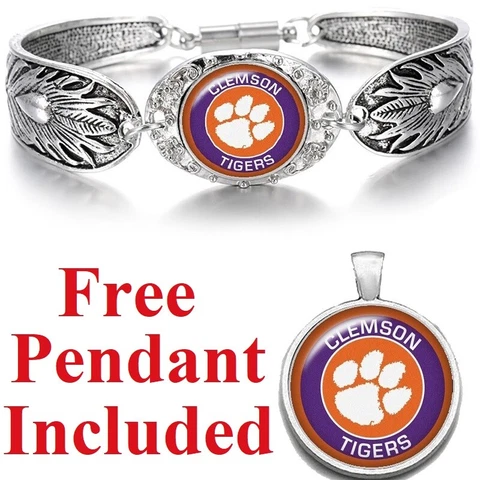 Clemson Tigers Women's Sterling Silver Bracelet College Gift D3 Cover
