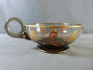 Sechs Art Deco Tassen aus geräuchertem geblasenem böhmischem Glas aus den 1930er Jahren - Bild 1 von 11