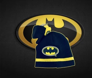 Youth Batman Black & Yellow Cap With Mittens! OSFM! NEW! - Picture 1 of 10