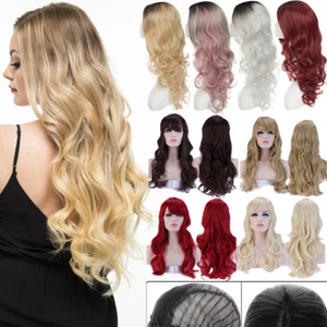Fashion Hair Wig With Bangs Long Curly Straight Wavy Full Wig Real Natural Wigs - Picture 1 of 55