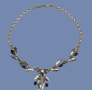 antike Sterling Silber Gobelin Lariat Amethyst Halskette 31 Gramm 18 Zoll - Bild 1 von 12