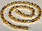 14k Solid Yellow Gold Handmade 6.mm Fancy Rolo Link Necklace, 26", Approx 133g