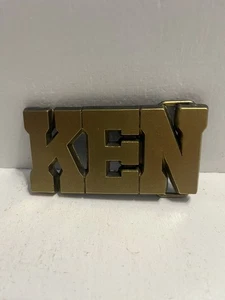 - Vintage 80er Jahre Messingfarbene Gürtelschnalle Ken Name - Bild 1 von 3