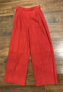 Ralph Lauren Purple Label Red Soft Leather Suede Pants Women’s Small - Picture 1 of 6