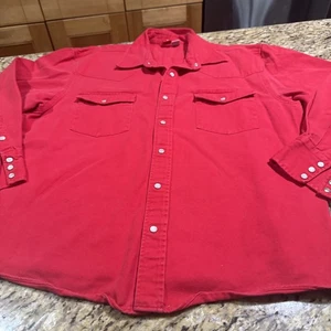 VINTAGE Marlboro Hemd Herren Large rot Denim Perlen Druckknopf Outdoor Western Cpix - Bild 1 von 16