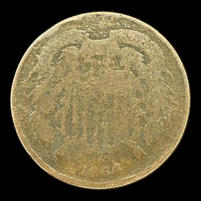 1864 Two Cent Piece 2c USA 2 Cents Antique Copper Coin - Image 1 of 2