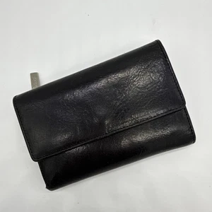HOBO International schwarz Leder Kartenetui Reißverschluss Geldbörse dreifach faltbar Vintage - Bild 1 von 8