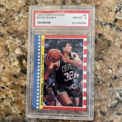 1987 FLEER BASKETBALL STICKER #5 KEVIN MCHALE PSA 8 - Image 1 of 2