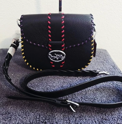 Bolso Bandolera Georgie Saddle Color Bloques Multicolor Punto Látigo Nuevo con Etiquetas Coach C5791 Foto 1 de 4