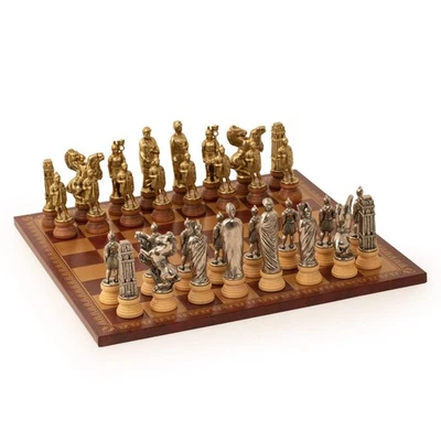Italfama Métal Échecs Set, Rouge Foncé Simili Board, 45x45 CM, Fait en Italie - Photo 1/4