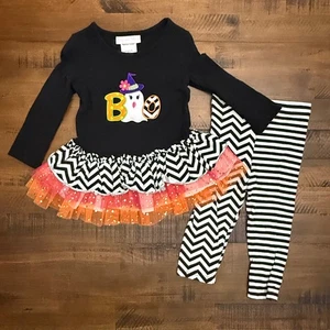Bonnie Jean Halloween Outfit Girls Black Ghost Tutu Leggings Set size 18 mos - Picture 1 of 5