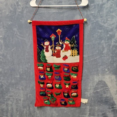 Christmas Snowman Advent Calendar Wall Hanging 24 Days Stockings Holiday Decor - Image 1 of 4